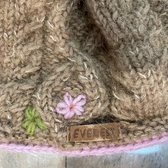 Excellent Condition Wool Beanie Hat with Flowers - Picture 3 of 7